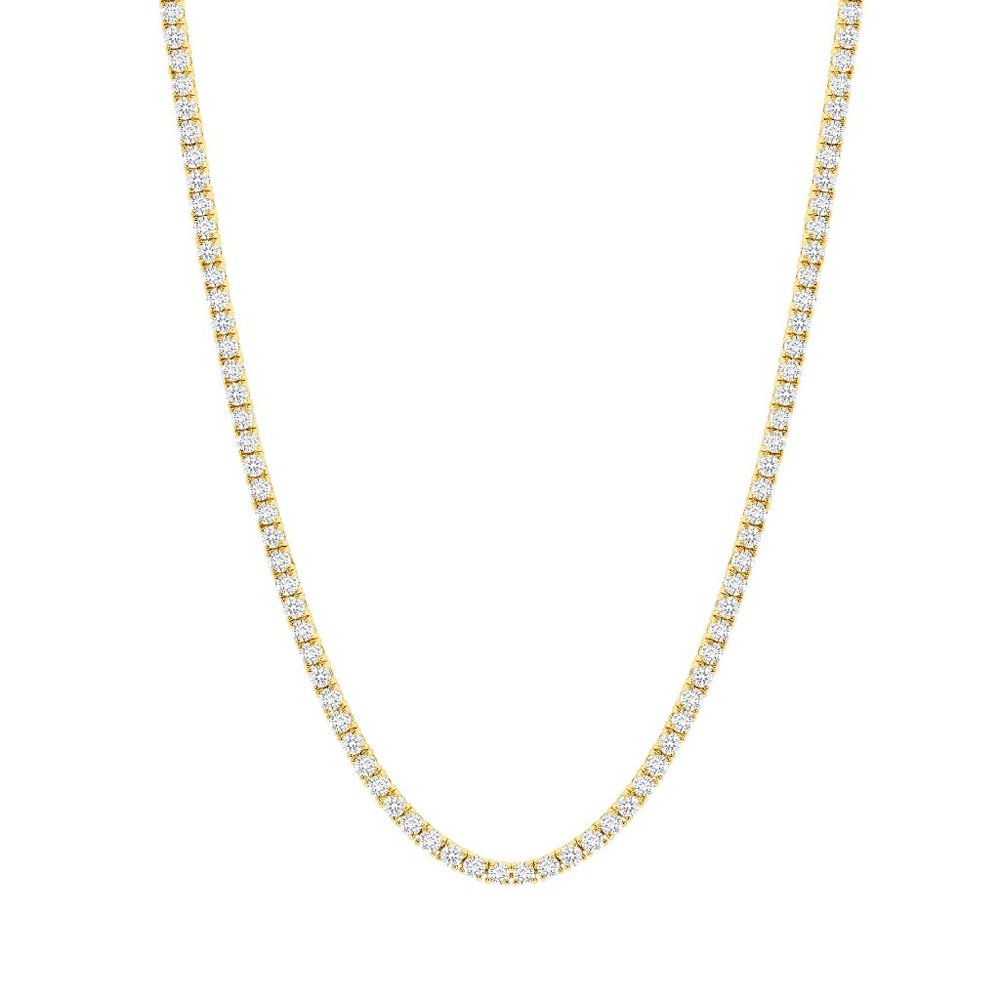 15 Carat Round Diamond 15K Gold Tennis Necklace